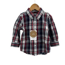 Polarn O. Pyret Plaid Red and Blue Button Front Shirt 12-18 Month New - £18.15 GBP