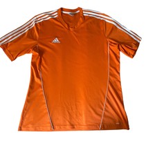 Adidas Climalite V-Neck Three Stripes Pullover Orange Short Sleeve Shirt XL  - £21.13 GBP