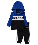 adidas Cotton Fleece Jacket and Jogger 2-Piece Set Infant and Toddler Bl... - £22.71 GBP