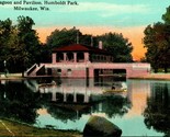 Vtg Postcard c 1908 Humboldt Park Milwaukee Lagoon &amp; Pavillion - Unused - £5.41 GBP