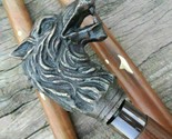 Solid Antique Wolf Head Handle Handmade Style Walking Cane Wooden Brown ... - $42.12