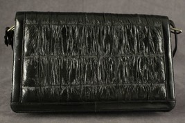 Vintage Black EEL SKIN Leather Clutch Handbag Quilted Purse Made in Korea - £30.18 GBP
