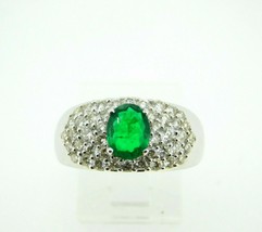 Authenticity Guarantee 
14k White Gold .81ct Genuine Natural Emerald Ring wit... - £2,680.46 GBP