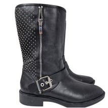 Steven Steve Madden Zain Black Leather Boots Silver Stud/Buckle/Zipper  7.5 - $33.86