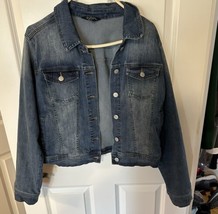 Denim Jacket Washed CiSono Collection S- L Pockets Silver Buttons Cuff Sleeves - £7.44 GBP