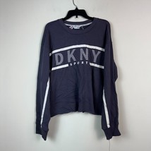 DKNY Womens XL Purple Logo Cropped Sweatshirt Top No Tag D25 - £23.06 GBP