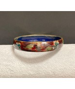 Vintage Bracelet Cloisonné Bangle with Floral Theme and Blue Enamel Inte... - $627.22 MXN