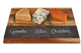 Wooden Cheese Board with Slate, serving 17.7x10.2, by Twine, large tray - £34.28 GBP