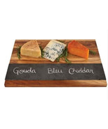 Wooden Cheese Board with Slate, serving 17.7x10.2, by Twine, large tray - $42.99