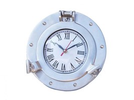 Brushed Nickel Deluxe Class Decorative Ship Porthole Clock 8&quot;&quot; - £83.10 GBP