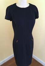 Lauren LRL 8 Navy Blue Ponte Stretch Knit Sheath Dress Mad Men Retro Sty... - £17.31 GBP