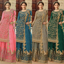 Punjabi Salwar Suit Indian Embroidery Net Wedding Party fashion dress(XS-XXL) - £44.14 GBP+