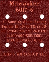 Milwaukee 6017-6 - 17 Different Grits - 20 Sheet Variety Bundle III - £16.03 GBP