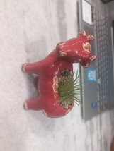 Red Terra Cotta Cow Planter with Artificial Succulent - $10.89