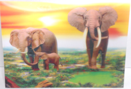 3D Wildlife HOLOGRAM Lenticular Poster Safari Elephant Family Plastic Pl... - £11.78 GBP