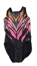 Ozone One-Piece Gymnastics Leotard Black With Pink/Orange Abstract Desig... - €41,28 EUR