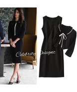 Celeb Amal Clooney Cocktail Crop Jacket &amp; Sleeveless Black Sheath Dress ... - $191.37 CAD