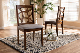 Caspia Gray Fabric Upholstered and Walnut Brown Finished Dining Chair Se... - $177.00