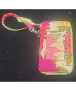 Vera Bradley Small HELLO DAHLIA Wristlet Wallet 3&quot;x 7&quot; Credit Cards IDs Euc - $13.99