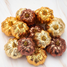 Pumpkin Decorations Fake Foam Harvest Decorative Gold Pumpkins Set of 12 Table C - £16.30 GBP