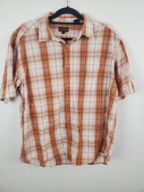 Wolverine Button Down Shirt XL Mens White Orange Short Sleeve Pockets Casual - £14.78 GBP