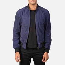 LE Shane Blue Suede Bomber Jacket - £107.16 GBP+