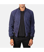 LE Shane Blue Suede Bomber Jacket - £113.78 GBP - £130.15 GBP