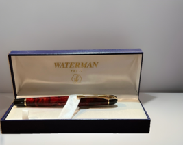 Waterman Paris Red  Marble Ballpoint Pen Gold Tone Trim Needs Cartridge ... - $926.71 MXN