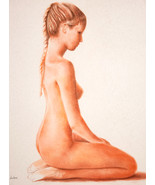Dibujo original de desnudo femenino pintado a mano al pastel. Dibujo al ... - $449.97 CAD