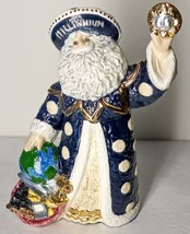 Santa Claus 10&quot; Figurine Vintage Ceramic Christmas 24K Gold Leaf Hand Made USA - £11.08 GBP