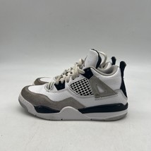 Nike Air Jordan 4 Retro Boys White Gray Lace Up Athletic Sneaker Size 13 - £47.47 GBP