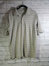 Eddie Bauer Polo Size L Mens Tan Striped Short Sleeve Collared Neck Shirt - £15.34 GBP