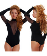 TIARA GALIANO Women Cotton Bodysuit Long Sleeve Turtle Mock neck Bikini 1454EU - £22.80 GBP