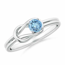 ANGARA 4mm Natural Aquamarine Solitaire Infinity Knot Ring in Sterling Silver - £173.81 GBP+