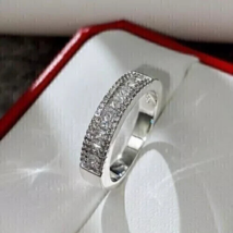 Eternity Wedding Band 2ct Princess Cut Lab-Created Diamond 14K White Gold Plated - £114.55 GBP