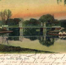 Public Garden Lake Bridge Postcard Vintage Antique Boston Massachusetts ... - £7.86 GBP