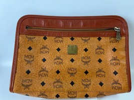 MCM Vicetos Logogram Clutch Bag PVC Leather Brown Gold - €111,57 EUR
