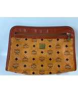 MCM Vicetos Logogram Clutch Bag PVC Leather Brown Gold - $178.34 CAD
