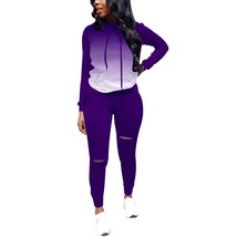 Women&#39;S Two Piece Outfits Casual Sweatsuit Long Sleeve Pant Sets Tracksu... - £47.14 GBP