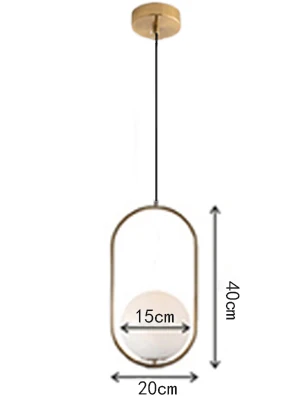  Gl Ball Pendant Lights Vintage Hoop   LED Hanging Lamp for Living Room Home Lof - £187.41 GBP
