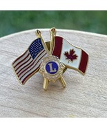 Lion Club Lapel Pin USA Flag &amp; Canadian Flag Canada 3/4&quot; - €16,77 EUR