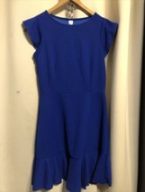4C Floerns Women&#39;s Small Royal Blue Stretch Dress Short Cap Sleeve Ruffled Hem - £9.16 GBP