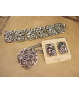 Vintage Chunky Silver bracelet set - sarah coventry earrings - Judy Lee ... - $145.00
