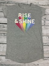 GAP Kids Girls&#39; S/S Gray Rainbow Rise &amp; Shine Sleep Shirt Gown Pajamas Sz 10 - £7.81 GBP