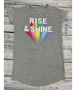 GAP Kids Girls&#39; S/S Gray Rainbow Rise &amp; Shine Sleep Shirt Gown Pajamas S... - £7.78 GBP