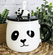 China Giant Panda Bear Ceramic Coffee Tea Mug Drink Cup With Spoon And L... - $18.49