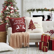 Merry Christmas From Atlinia Christmas Pillow Covers 20X20 Set Of 2 - Xmas - £40.81 GBP