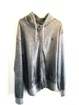 Vtg Polo Ralph Lauren Mens Hoodie XXL 2XL Full Zip Speckled Gray All Cotton Read - £25.99 GBP