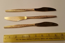 3 knives Vtg Carlyle Silver Golden Bouquet Gold Electroplate Used - $4.49