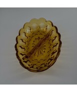Vintage INDIANA GLASS AMBER 5x7&quot; Thumb Print Oval Divided Candy, Nut Dish - €13,67 EUR